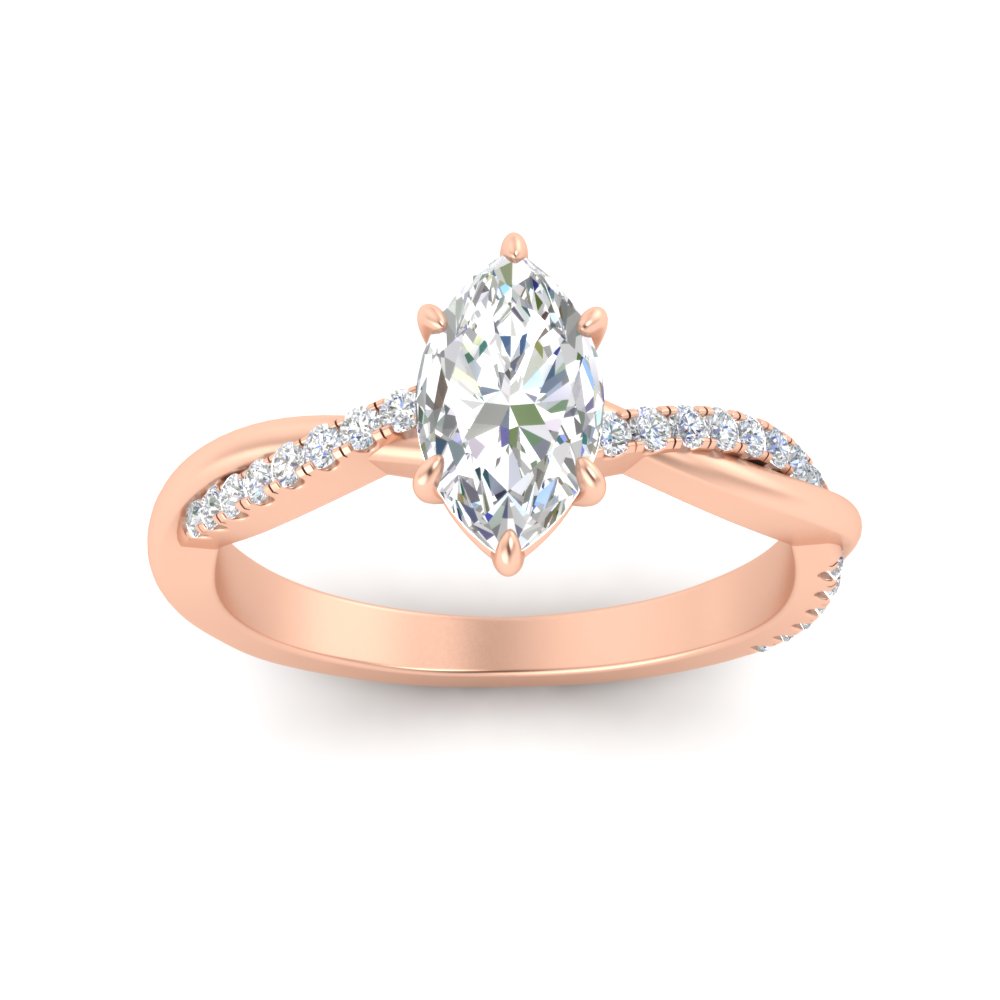 1.50 Ct. Marquise Diamond Twist Ring with 14K Rose Gold White Diamond